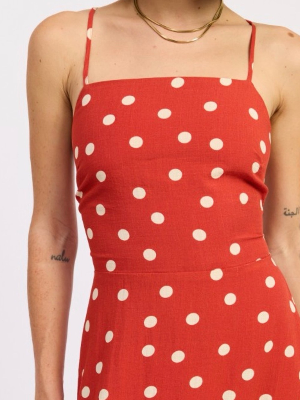 emory park Rust Red Polka Dot Maxi Dress with Ivory Spots - Picture 2 of 11